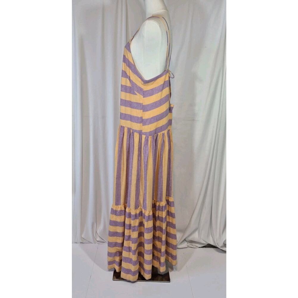 Anthropologie Grommet Halter Orange Purple Linen Blend Maxi Dress Medium - Picture 8 of 13